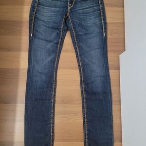 Authentic True Religion Straight Skinny Leg Blue Jeans low waist size 24